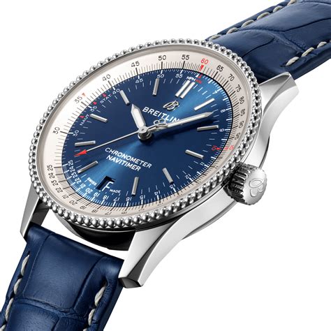 breitling navitimer 1 38mm blue leather strap watch|which breitling navitimer to buy.